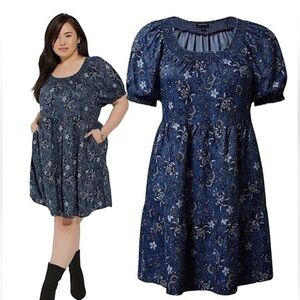Torrid Blue Floral Midi Dress
